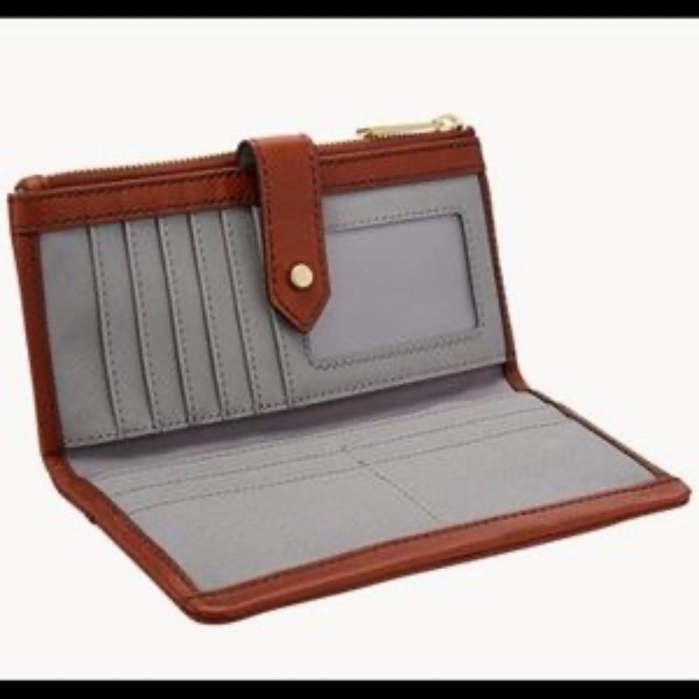 New Fossil Leather Clutch NWT - Picture 2 of 5